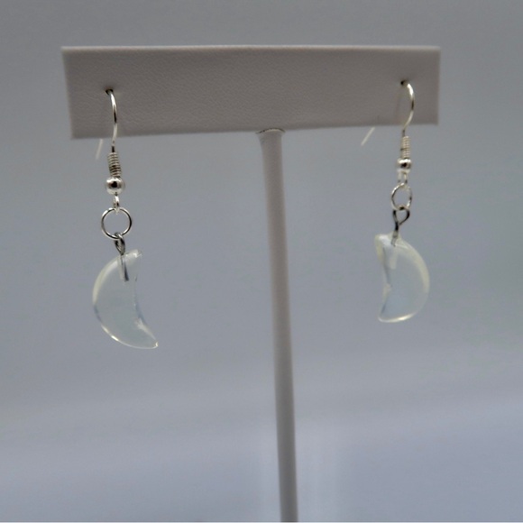 MOONSTONE CRESCENT EARRINGS - Picture 4 of 4